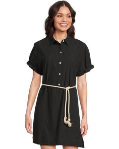 Платье Lilla P Half Placket Shirt Dress, черный