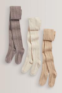 Комплект из 3 пар колготок косой вязки с высоким содержанием хлопка Next, коричневый