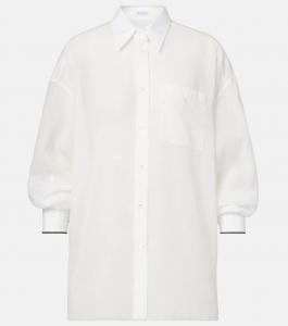 Рубашка из хлопкового поплина Brunello Cucinelli, белый