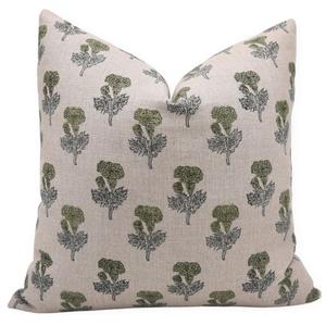 Чехол льняной на подушку с принтом Fabdivine, зеленый