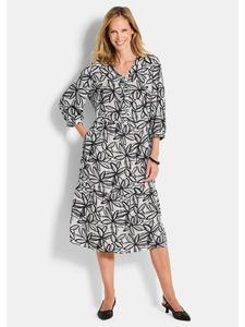GOLDNER Платье из вискозы с цветочным принтом в бело-черно-узорчатой расцветке