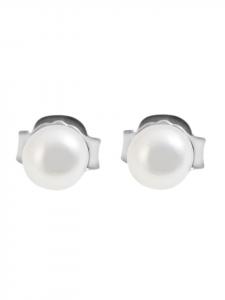 Adeliás Женские серьги - серьги-гвоздики из серебра 925 пробы с пресноводной жемчужиной в серебряной оправе