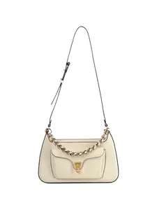 Кожаная сумка на цепочке Coccinelle, бежевый