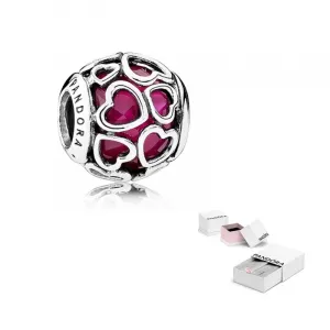 Pandora 925 Серебряный кулон с вишнево-красным оттенком