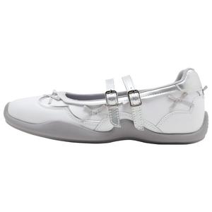 HERLOOK Туфли Мэри Джейн на плоской подошве Garden Bowknot, женские, серебристо-белые