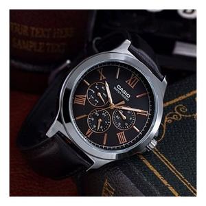 Часы Men's CASIO ENTICER SERISE Series Minimalistic Casual Watch Mens Black Analog, черный