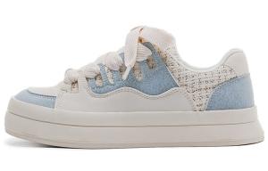 Кроссовки WARRIOR Skateboarding Shoes Women's Low-top Beige/Light Blue, бежевый/светло-голубой