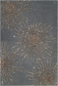 SAFAVIEH Soho Collection декоративный ковер 61 x 92 см - , Dark Grey & Silver, ручной работы звездообразный из шерсти и вискозы, идеален для помещений с высокой проходимостью в прихожей, гостиной, спальне (SOH712E)