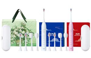 AUX Электрическая зубная щетка Soundwave вибрирующие мягкие и тонкие щетинки гладкие и ярко-белые стиль для пары