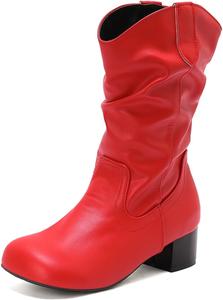 Женские ботинки Aflngle с круглым носком, низким массивным каблуком, средней высоты голени, модные многослойные складчатые свободные короткие ботильоны на молнии, удобные сапожки в стиле панк для мотоциклиста, Red