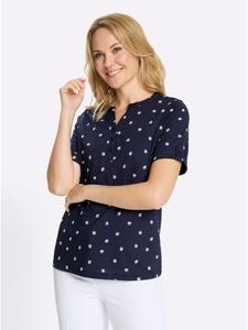 Рубашка с короткими рукавами в темно-синем и бежевом цветах Sieh an!