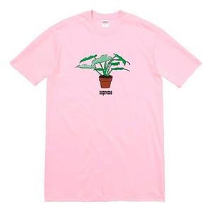 Футболка fw17 plant tee light pink bonsai printing short sleeve Supreme, розовый