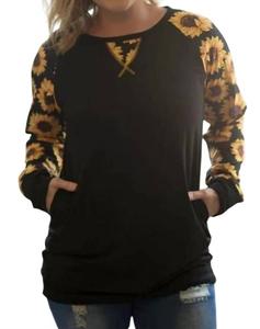 Топ с карманом «Подсолнух» черного/желтого цвета Shirley Stone