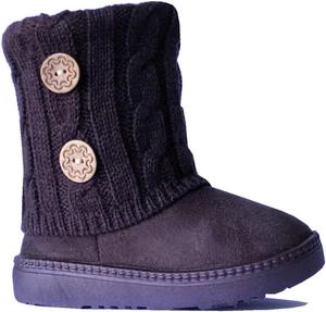 Детские ботинки REDVOLUTION для девочек, малышей, с милыми 2 пуговицами || Замшевые вязаные туфли с искусственным мехом и стразами