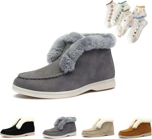 Женские зимние ботинки DESESE из хлопка, модные плюшевые ботильоны на зиму, противоскользящие теплые снежные ботинки для работы, прогулок и походов, Grey