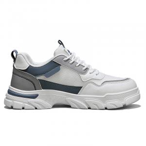 WARRIOR Рабочие ботинки мужские низкие хаки белый серый темно-синий (улучшенная сетка), цвет White Gray Dark Blue (Mesh Upgraded)