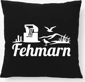 Подушка Huuraa Fehmarn Beach Motif Gift 40x40cm с наполнителем Черный хлопок Fehmarn Decor Hellweg Druckerei