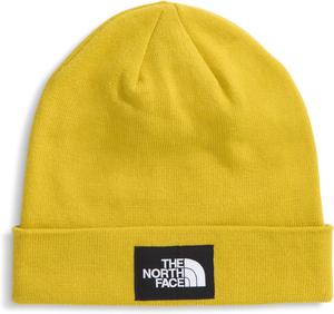 Переработанная шапка-бини The North Face Dock Worker | Зимняя шапка с манжетами и тканым логотипом для мужчин и женщин, цвет дижонский желтый, один размер