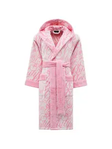 Фирменный банный халат с капюшоном Philipp Plein, розовый
