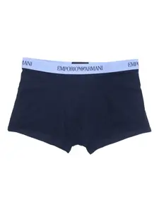 Хлопковые боксеры с логотипом на поясе (упаковка из трех штук) Emporio Armani, синий