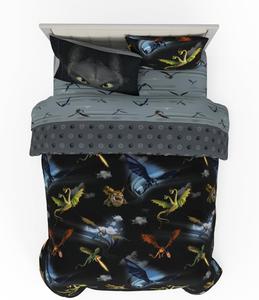 Детский комплект постельного белья «Как приручить дракона»: супермягкое и уютное двустороннее одеяло и простыни из микрофибры с наволочкой, 7 предметов, размер Full (официально лицензированный продукт) от Franco, цвет How to Train Your Dragon