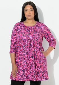 Топ Ulla Popken BLÜTEN A-LINIE RUNDHALS 3/4, Black