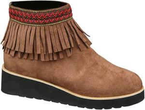 Винтажные вестерн-туфли Ctreela в стиле ковбойского сапожка с ацтекской бахромой, ботильоны на платформе в ретро-индианском стиле для женщин, Brown