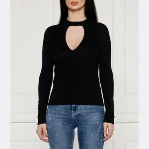 Шерстяной вязаный свитер обычного кроя Pinko, черный