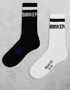 2 Пары хлопковых носков в полоску Birkenstock черного и белого цветов