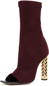 Женские ботильоны Maiyang с открытым носком, квадратным каблуком, массивной золотой цепочкой, высоким каблуком, боковой молнией, для вечеринок и мероприятий, уличная обувь, размеры 4-16 US