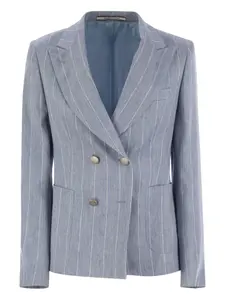 Двубортный блейзер в полоску Tagliatore, синий