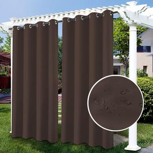 Комплект Topchances из 2 больших внутренних уличных штор размером 254 х 305 см (Ш х В), ветронепроницаемый, водоотталкивающий, конфиденциальный экран, защита от солнца, защита от ультрафиолета для сада, патио, балкона, темно-коричневый