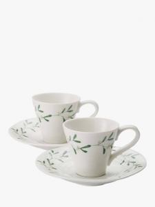 Фарфоровая чашка для эспрессо Mistletoe с блюдцем, набор из 2 штук, 80 мл, White/Multi Sophie Conran for Portmeirion, ite/Multi