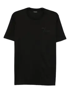 Хлопковая футболка с вышитым логотипом Paul & Shark, черный