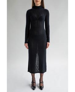 Женское облегающее трикотажное платье Margot с кружевом и ажурной отделкой SSKEIN, Black