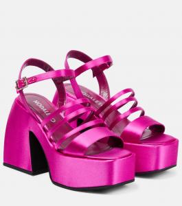 Атласные босоножки на платформе Bulla Chibi Nodaleto, Shocking Pink Satin