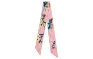 HERMES Шелковый шейный платок, Rose/Yellow/Blue