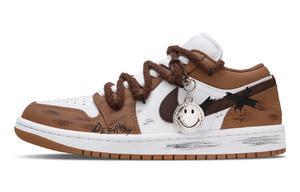 Jordan Баскетбольные кроссовки Air 1 Mocha Film с антискользящим покрытием, износостойкие, винтажные, низкие, унисекс, белые, коричневые