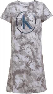 Платье-футболка с короткими рукавами Calvin Klein для девочек, фасон пуловер с круглым вырезом, логотипом, White Dye