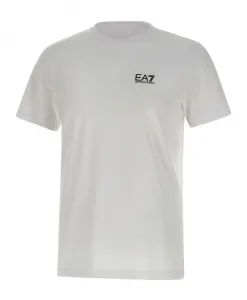 Белый эластичный хлопковый свитер с круглым вырезом Emporio Armani Ea7, белый