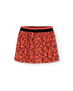 Короткая плиссированная юбка для девочки с принтом Boboli, оранжевый