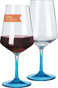 Бокалы для красного вина Milano, синяя линия, набор из 2 шт., изготовлены из поликарбоната, 580 мл, ударопрочные, без бисфенола А, легкие, идеально подходят для кемпинга, пикников, фестивалей, вина на открытом воздухе, апероля, вечеринок Moritz