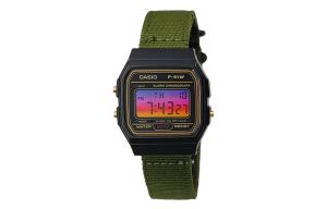 CASIO Мужские часы Retrofit Series с кварцевым механизмом и нейлоновым ремешком, черный циферблат
