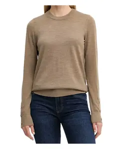 Свитер из мериносовой шерсти с рукавами на пуговицах Michael Kors, коричневый