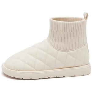 Женские зимние сапоги AGSDON стеганые с манжетой, бежевый