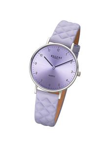 Аналоговые наручные часы Regent с фиолетовым кожаным ремешком, средний размер (примерно 34 мм)