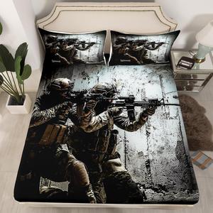Erosebridal Комплект постельного белья American Soldier Mission с камуфляжным принтом в армейском стиле, Multi 4