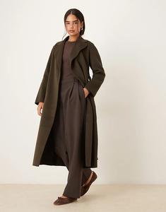 Пальто Mango с завязкой на талии цвета хаки