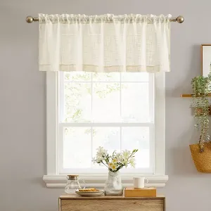 Фонарь для штор Linda из искусственного льна, текстурированный, полупрозрачный, с защитой от света, прозрачный, плотный, с коротким карнизом, с карманом, для маленьких окон Hlc.Me, beige