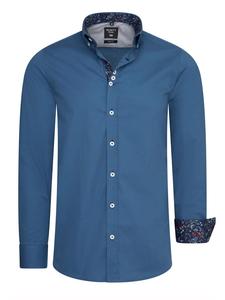 Повседневная рубашка с цветочным узором в цвете бензиново-голубой Rusty Neal